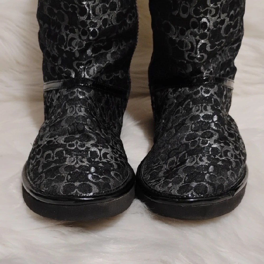 (X2) SALE! Coach Nikole Stylish CC Monogram Black Patterned Women's Boots Sz.7
